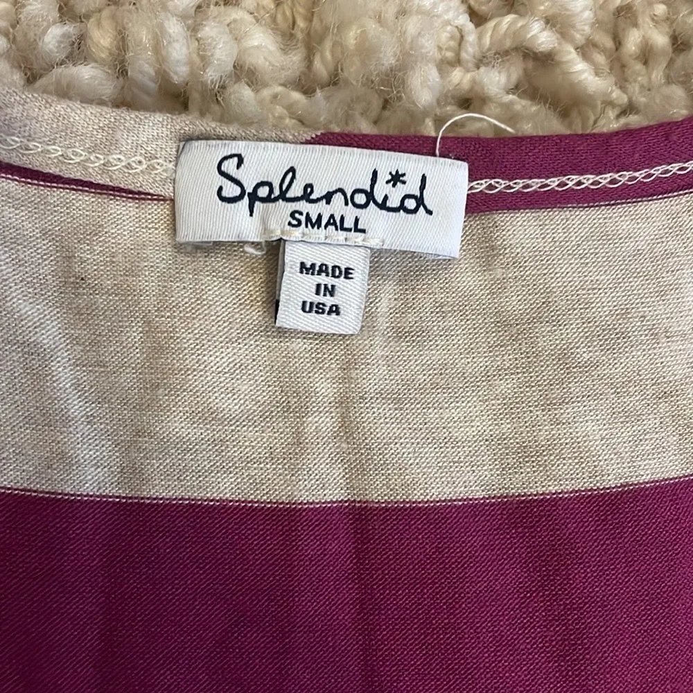 Splendid Maroon & Cream Stripe Racerback Sleeveless Short Dress Size Small